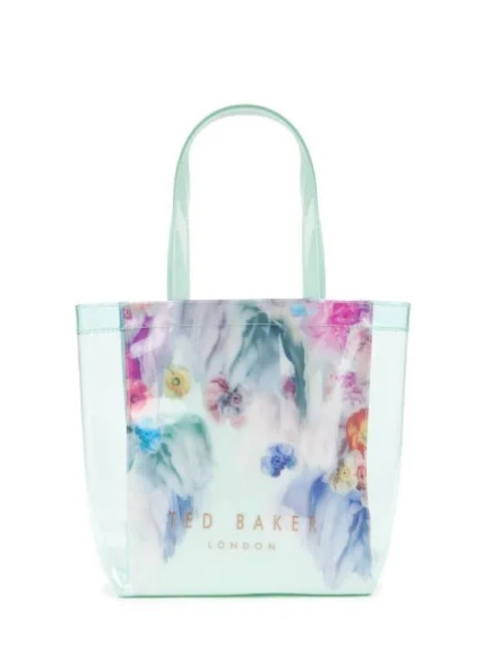 Ted Baker Small Mint Floral Clear Tote with Watercolor Blooms